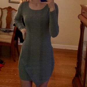grey asymmetrical sweater dress
